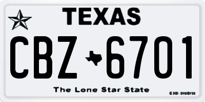 TX license plate CBZ6701