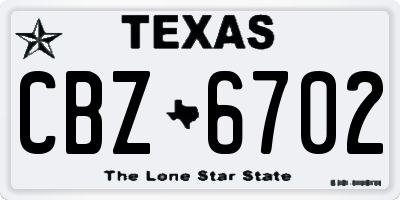 TX license plate CBZ6702
