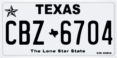 TX license plate CBZ6704