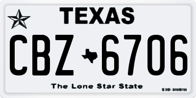 TX license plate CBZ6706
