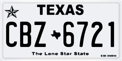 TX license plate CBZ6721