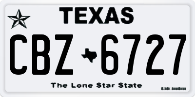 TX license plate CBZ6727