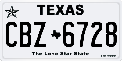 TX license plate CBZ6728