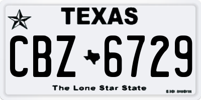 TX license plate CBZ6729