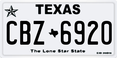 TX license plate CBZ6920