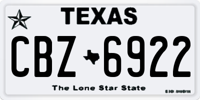 TX license plate CBZ6922