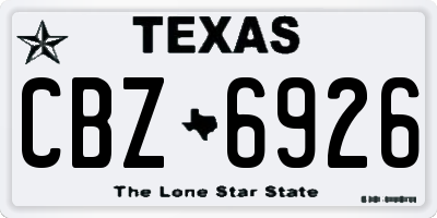 TX license plate CBZ6926