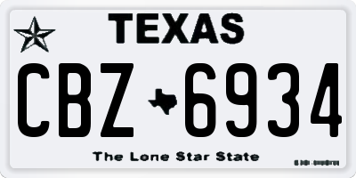 TX license plate CBZ6934