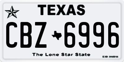 TX license plate CBZ6996