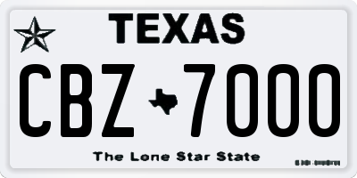 TX license plate CBZ7000