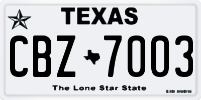 TX license plate CBZ7003