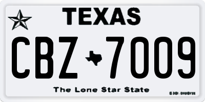 TX license plate CBZ7009