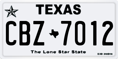 TX license plate CBZ7012