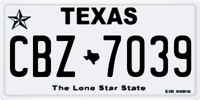 TX license plate CBZ7039