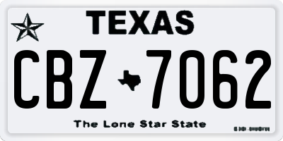 TX license plate CBZ7062