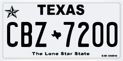 TX license plate CBZ7200