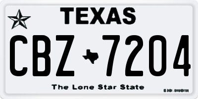 TX license plate CBZ7204
