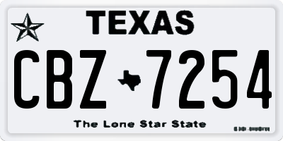 TX license plate CBZ7254