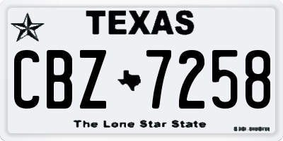 TX license plate CBZ7258