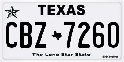 TX license plate CBZ7260