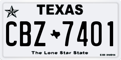 TX license plate CBZ7401