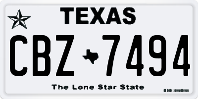 TX license plate CBZ7494