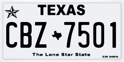 TX license plate CBZ7501