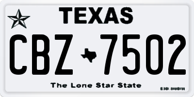 TX license plate CBZ7502