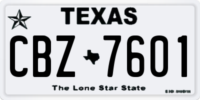 TX license plate CBZ7601