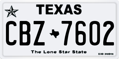 TX license plate CBZ7602