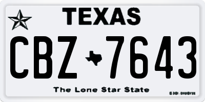TX license plate CBZ7643