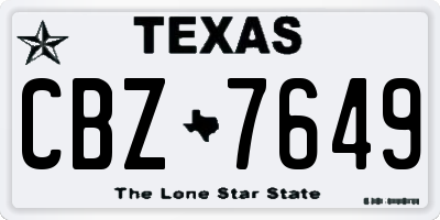 TX license plate CBZ7649
