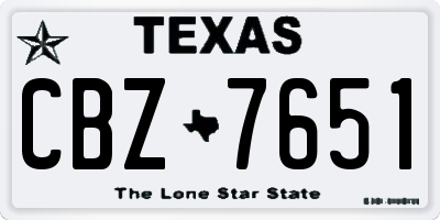 TX license plate CBZ7651