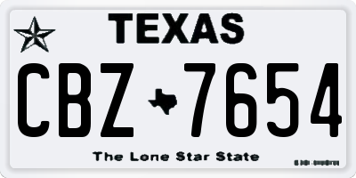 TX license plate CBZ7654
