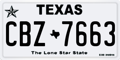 TX license plate CBZ7663