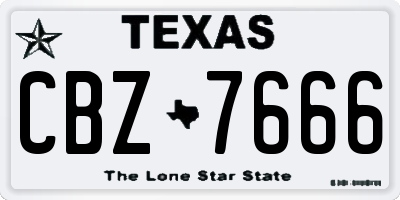 TX license plate CBZ7666
