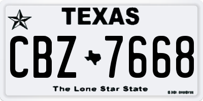 TX license plate CBZ7668
