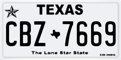 TX license plate CBZ7669
