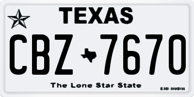 TX license plate CBZ7670