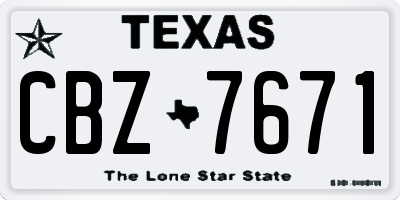TX license plate CBZ7671