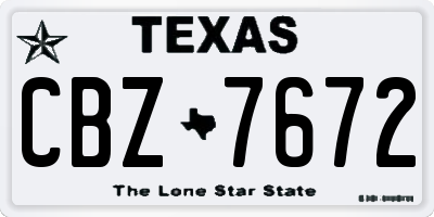 TX license plate CBZ7672