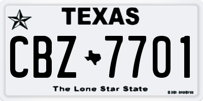 TX license plate CBZ7701