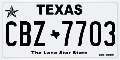 TX license plate CBZ7703