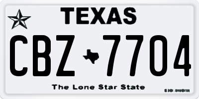 TX license plate CBZ7704