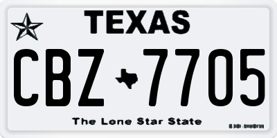 TX license plate CBZ7705