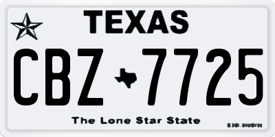 TX license plate CBZ7725