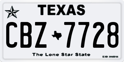 TX license plate CBZ7728