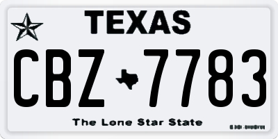 TX license plate CBZ7783