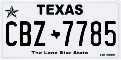 TX license plate CBZ7785