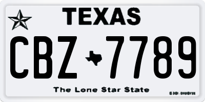 TX license plate CBZ7789